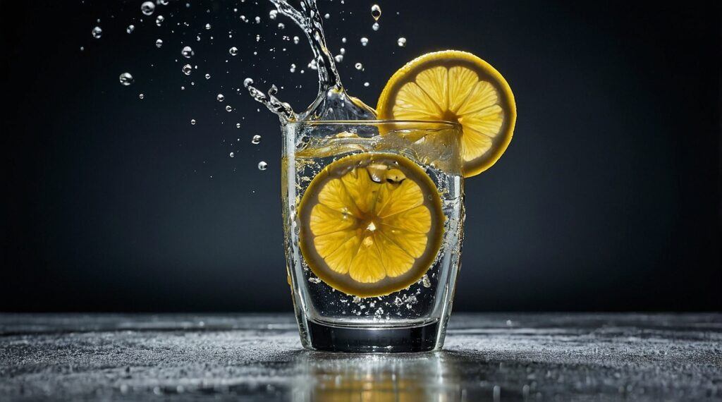 A refreshing glass of water with a slice of lemon, highlighting the importance of hydration for satiety