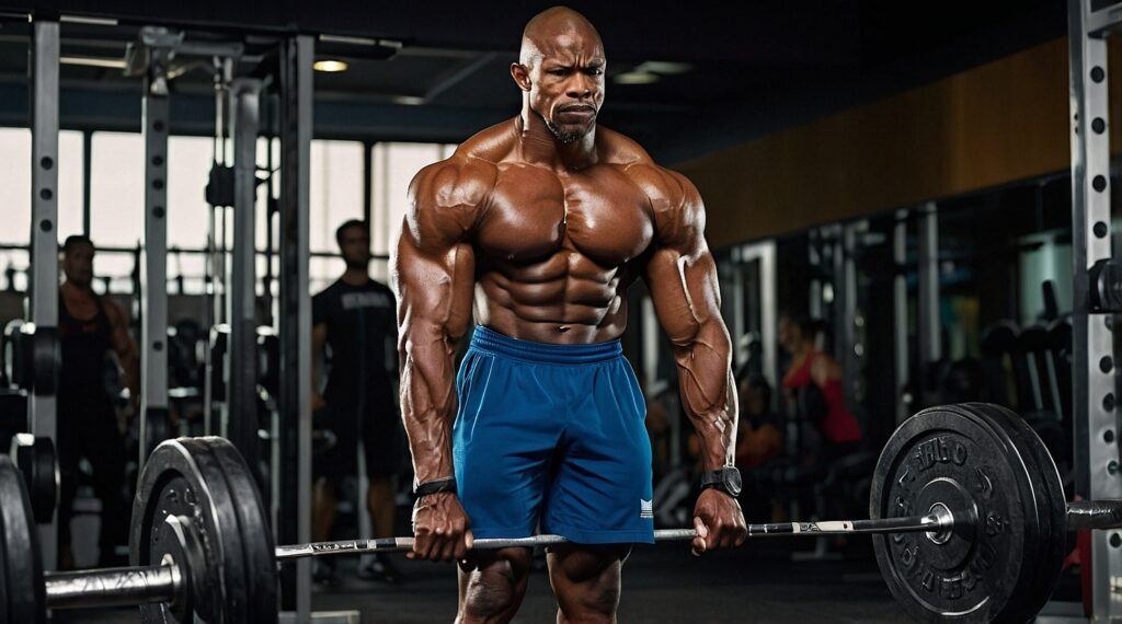 Muscular man doing a deadlift