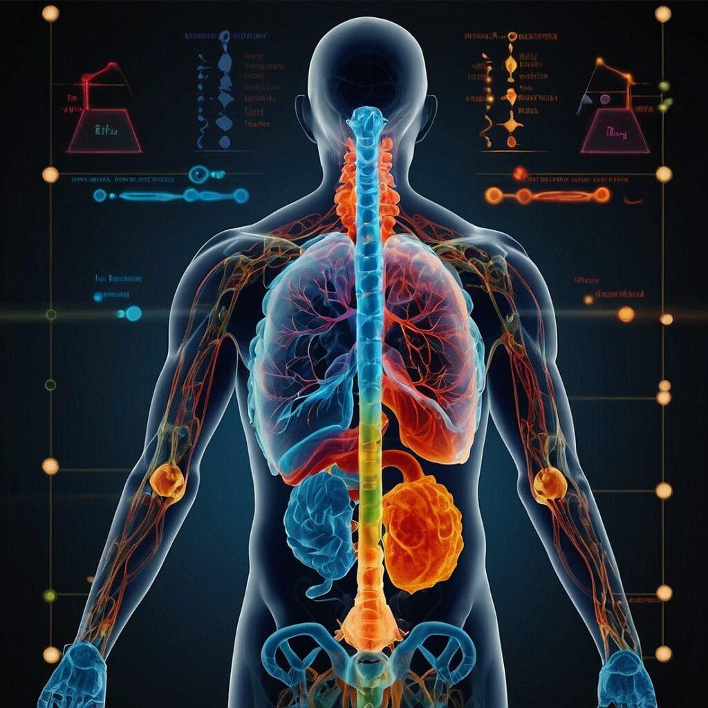 illustration of human body highlighting organs involved in hormone production and regulation.